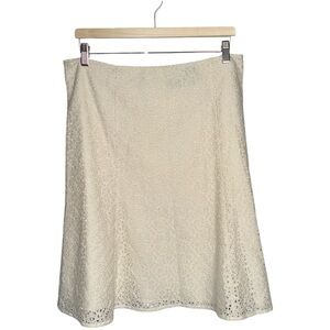 NICOLE MILLER A line lace overlay cream skirt 12  NWT